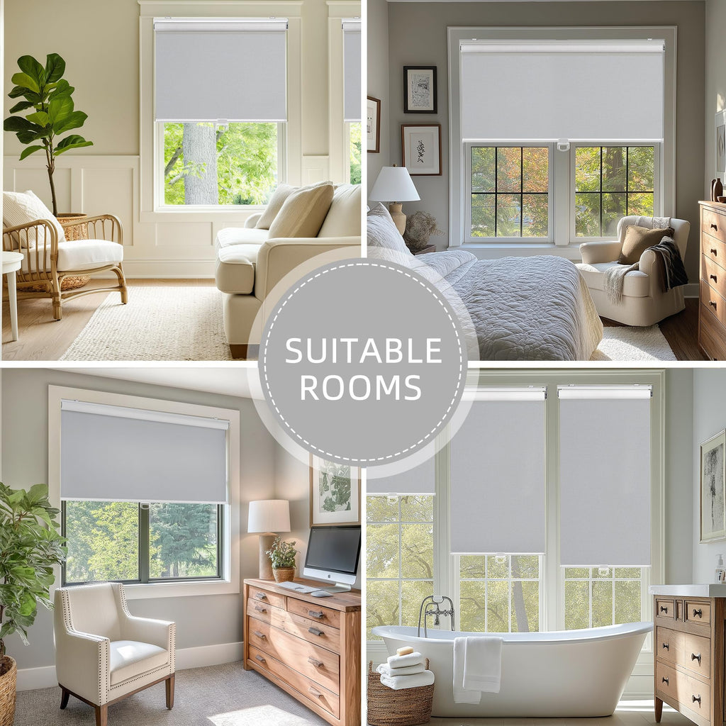 Blackout Roller Shades Pull Down, Cordless Window Blinds