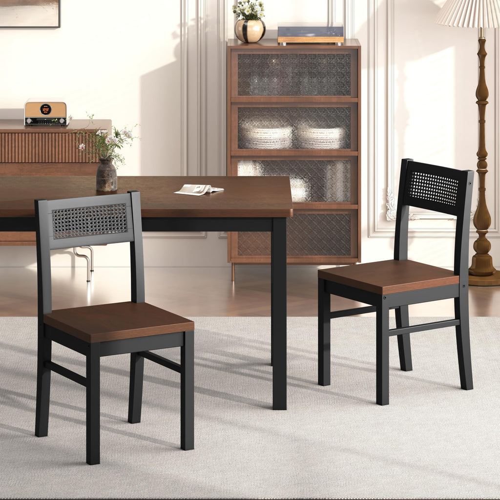 Dining Table Set for 4, Solid Wood Kitchen Table Chairs Set of 4, 43.3" Space-Saving Mid Century Modern Dining Room