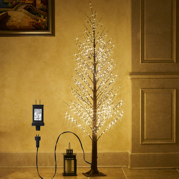 Lighted Alpine Tree Brown Willow 6FT 810 LED Fairy Lights, Artificial Winter Twig Trees Plug in for Christmas Indoor
