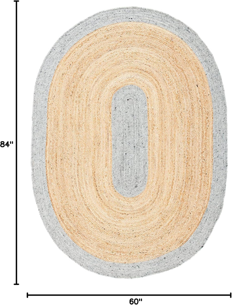 Braided Oval Rug, Wool Grey & Brown BRD910C