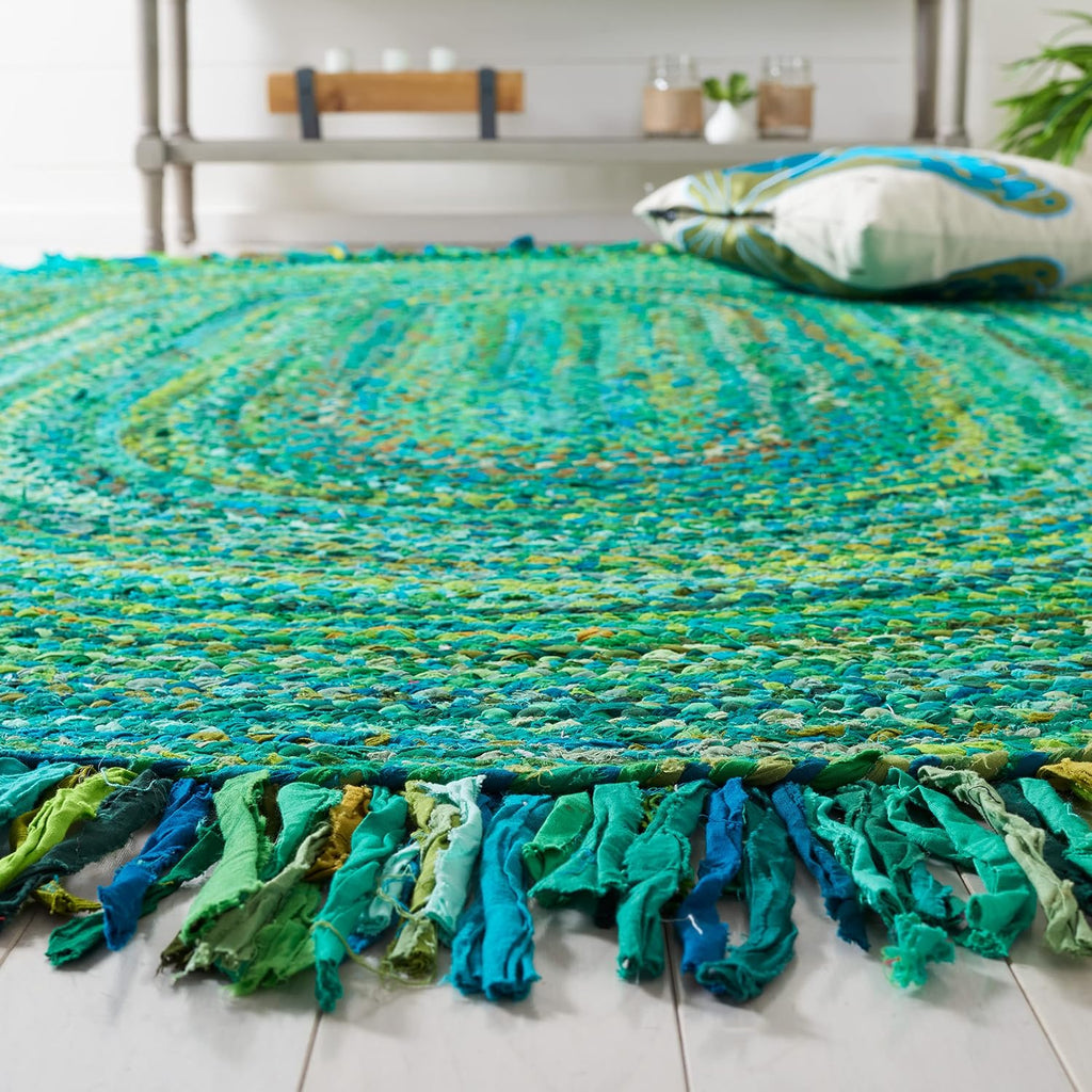 Braided Oval Rug, Green BRD451Y