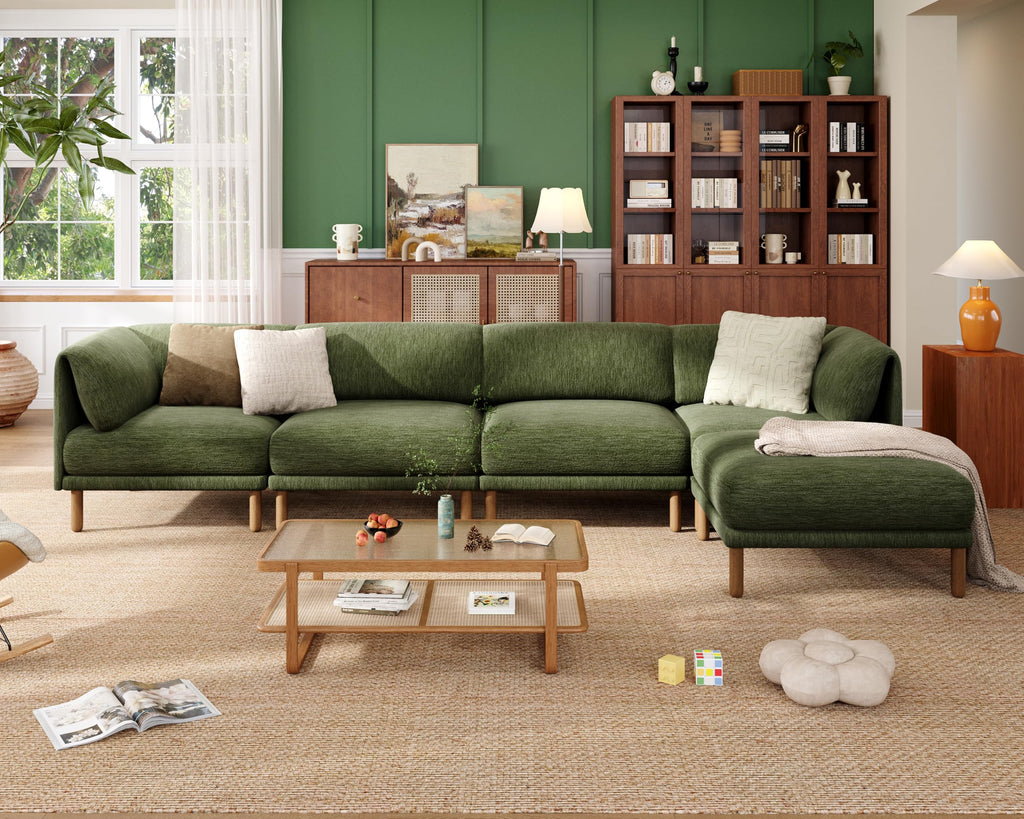 Modern Modular Sectional Couches, Sectional Cload Sofa, Green