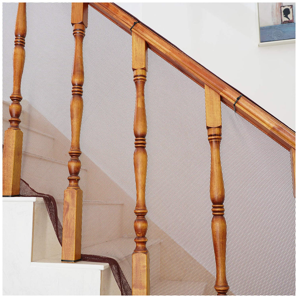 Gates for Stairs with Banister, Guard Safety Net for Baby, 15ft x 3ft Stair Railing Mesh Barrier for Kids, Cats