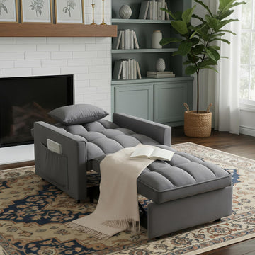 Sleeper Chair, Pull Out Chair Sleeper with Adjustable Back & Pocket, Convertible Chairs Bed Sleepers for Adults, 3 in