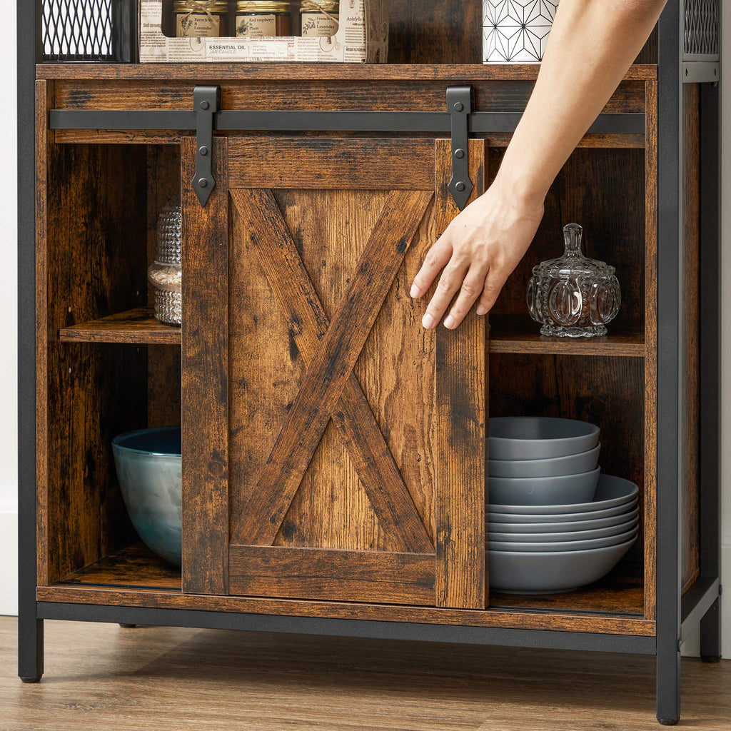 Buffet Cabinet, Coffee Bar with 1 Sliding Barn Door