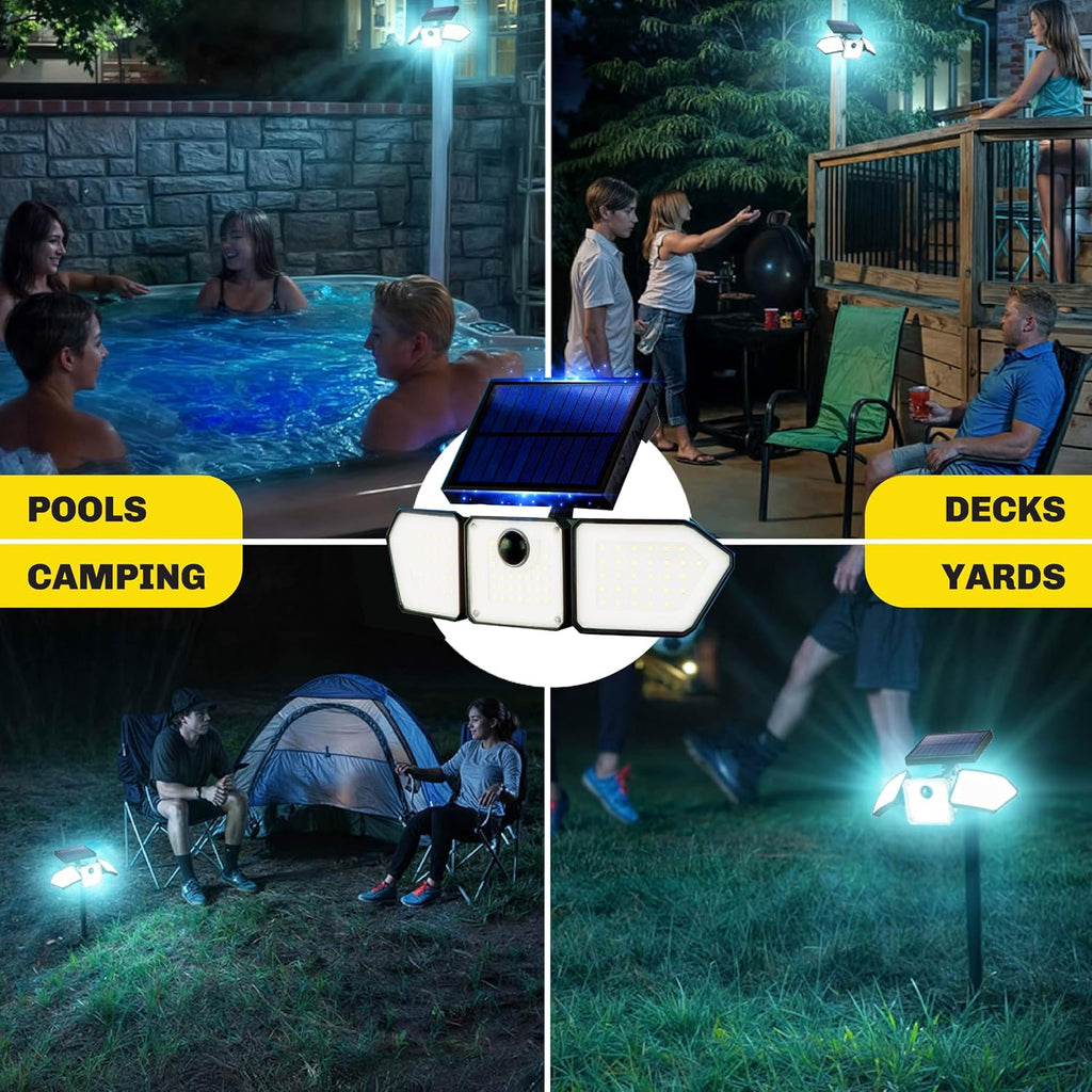 2 Pk Bionic Solar Flood Lights Outdoor Motion Sensor | 500 Lumens, Wireless, Waterproof Security Lights for Outside
