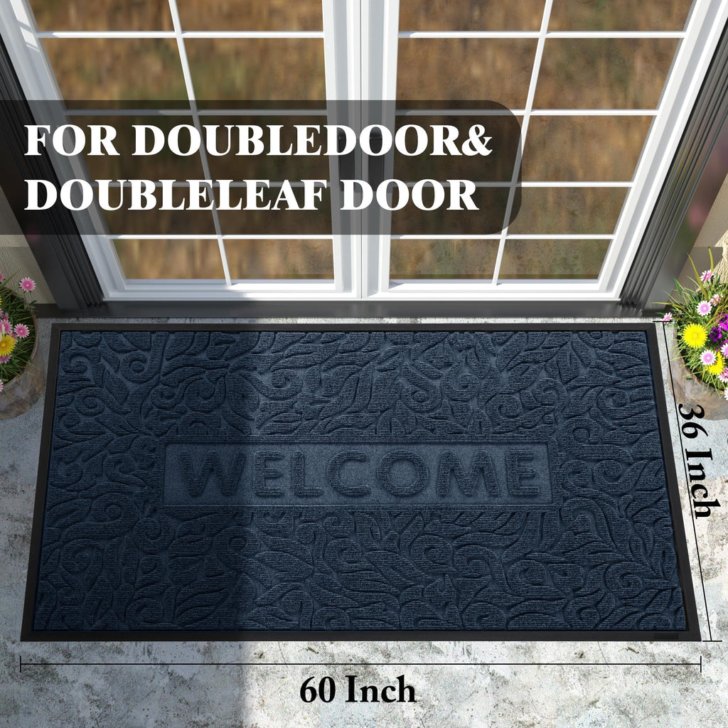 Large Welcome Mat 60x36, Waterproof Non-Slip Outdoor Mats for Front Door Outside Entrance, Low-Profile Entryway Mat
