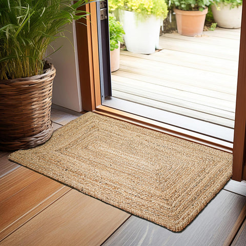 2x3 Natural Jute Braided Area Rug, Reversible Boho Entryway Carpet for Kitchen Living Room