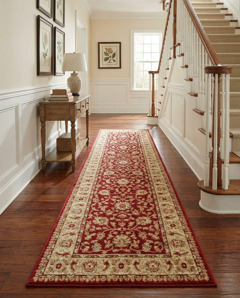 Aditi Collection Rug - 2' 7 x 10' Runner Red Low Rug Perfect s, Large Dining Rooms, Open Floorplans