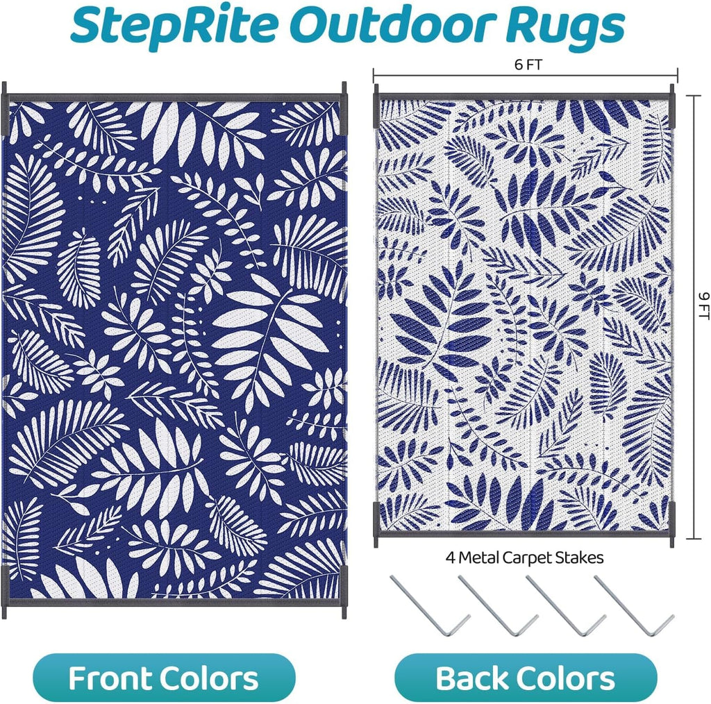 Outdoor Rug, Patio Rug, Plastic Straw Camping Rugs, Large Waterproof Area Rug and Mat for Outdoors, RV, Patio
