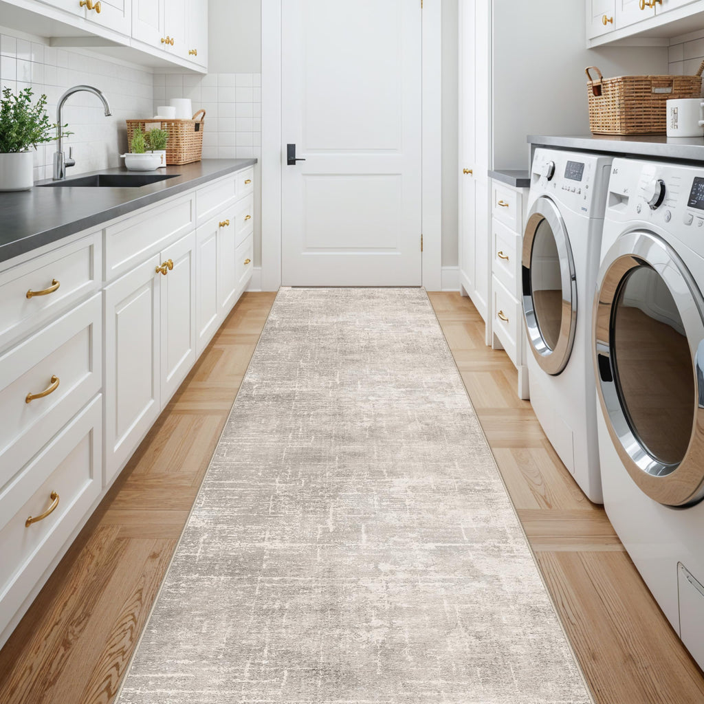 Hallway Washable Runner Rug - 2'6x14 Kitchen Rugs Stain Resistant Entryway Area Rug Abstract Soft Floor Mat Non-Slip