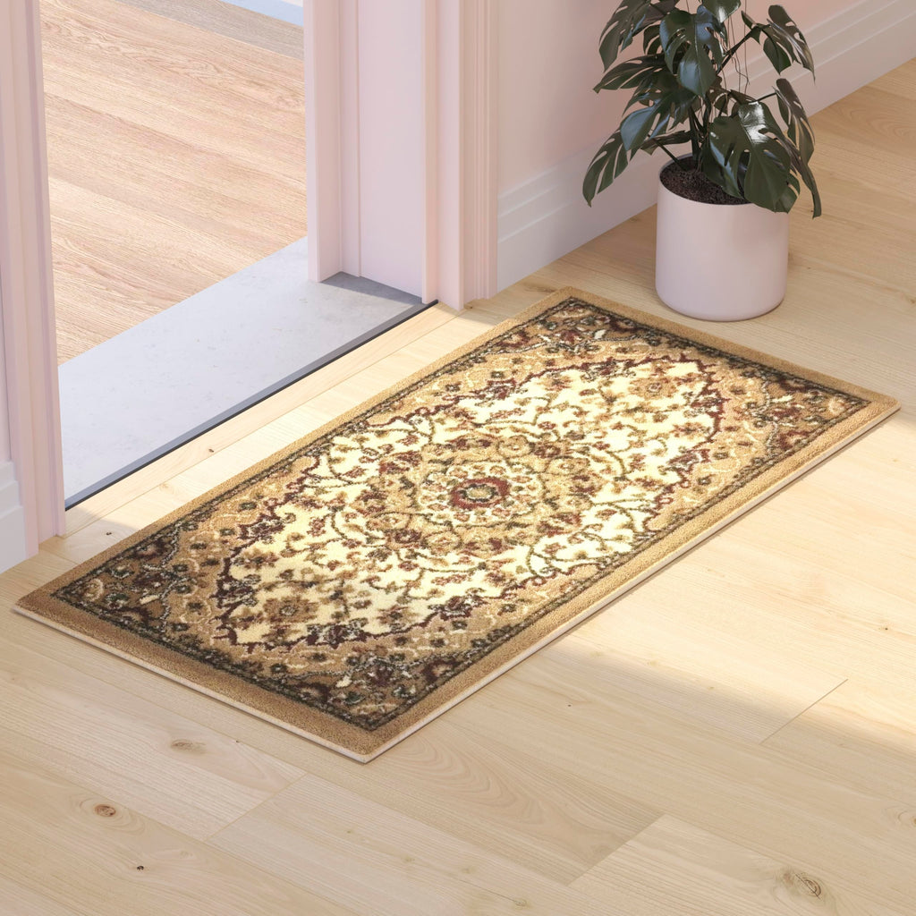 2' x 3' Persian Area Rug, Ivory