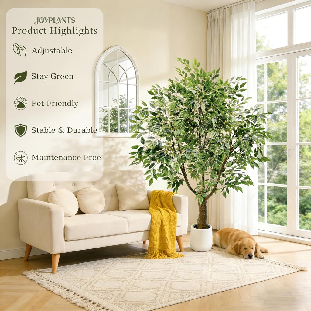 Ficus Tree Artificial 6FT Fake House Plants with White Pot