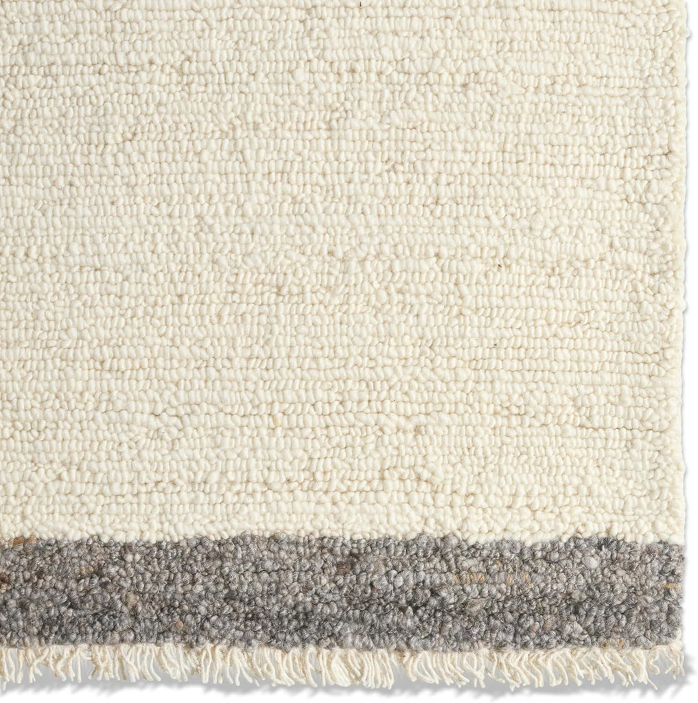 Chaima HAD07 Handmade Striped Ivory and White Area Rug