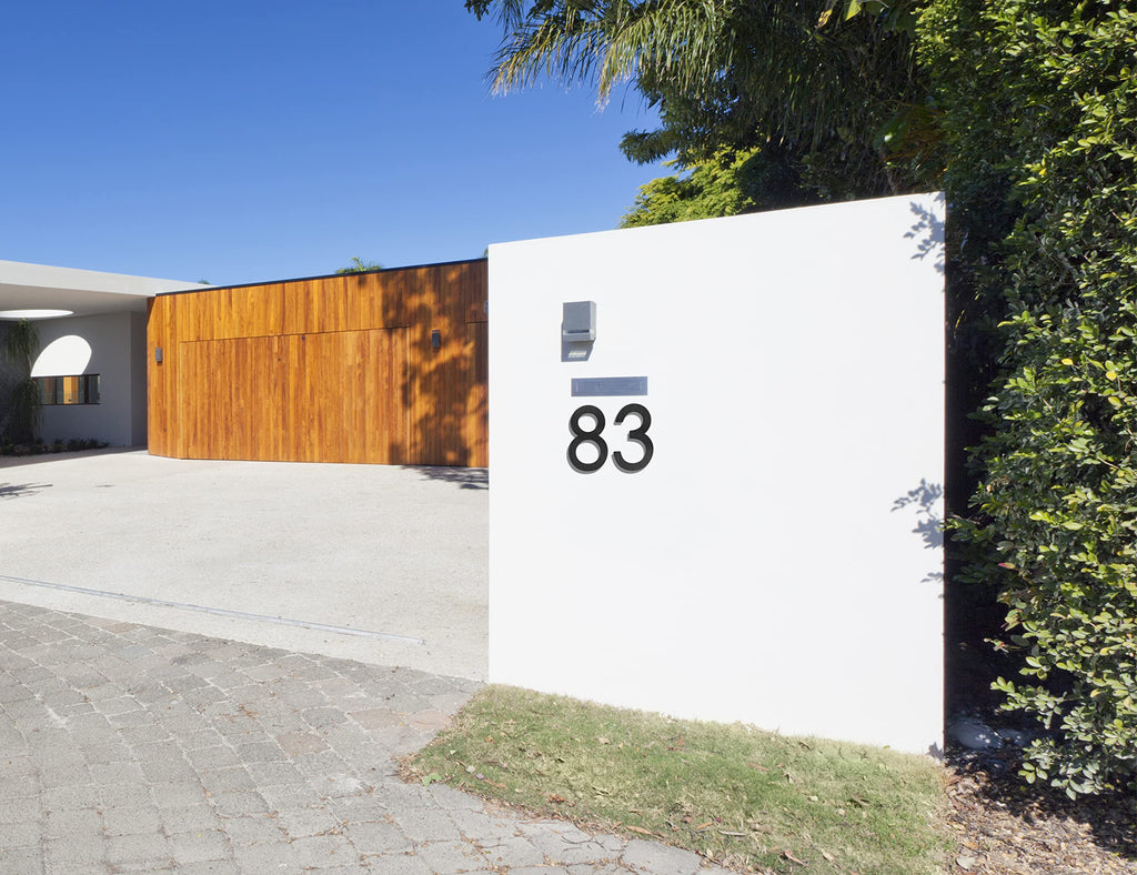 12 Inch Modern Floating House Numbers for Outside | Large Metal House Numbers for Outdoors | Black Coated Rust-Proof