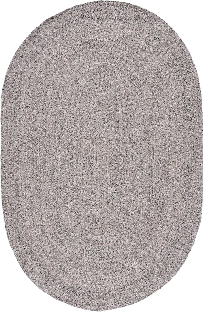 Braided Cotton Oval Rug 6'x9', Ivory & Steel Grey BRD256A