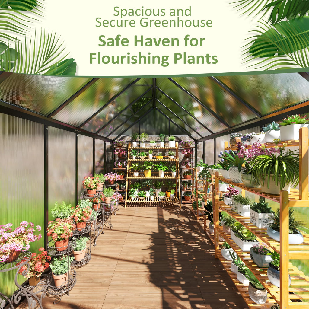 6x10.86 FT Walk-in Polycarbonate Greenhouse for Outdoor