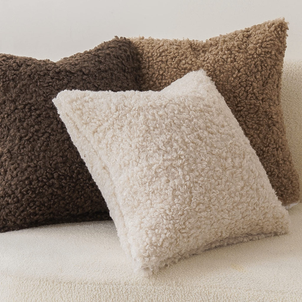 Decorative Fuzzy Faux Fur Throw Pillow Cover 24x24 Inch Ivory