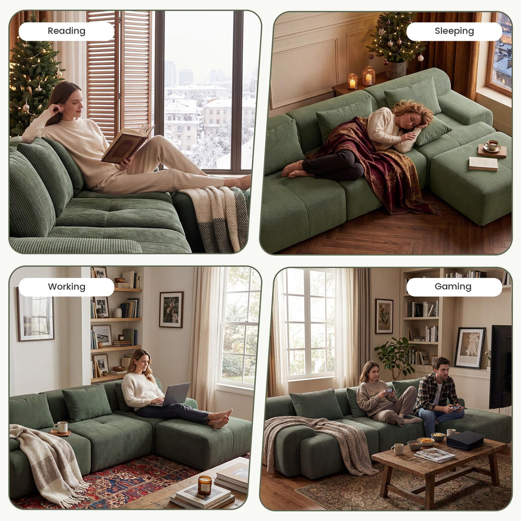 108'' Modular Boneless Sofa, Sectional Couch