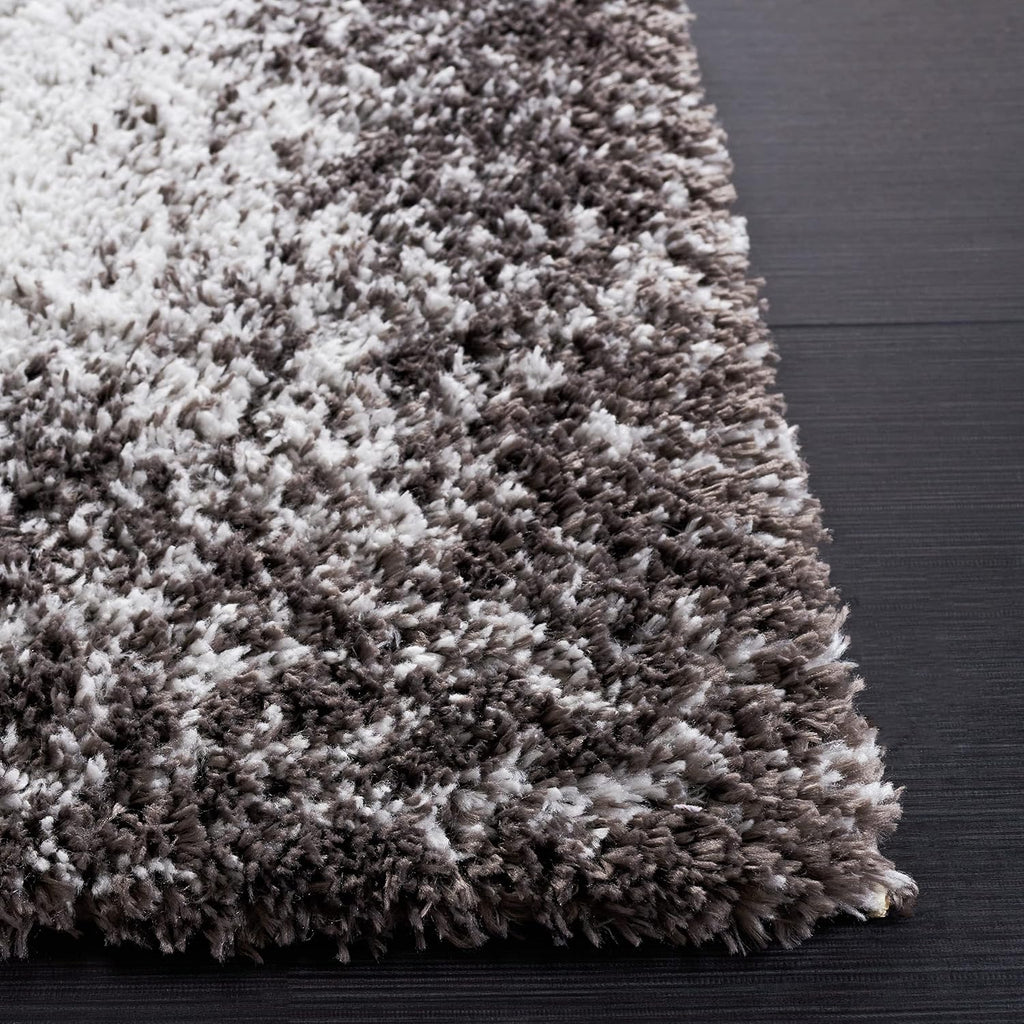Berber Shag Collection Area Rug - 7' Square, Dark Grey & Grey, Modern Border Design, Non-Shedding & Easy Care