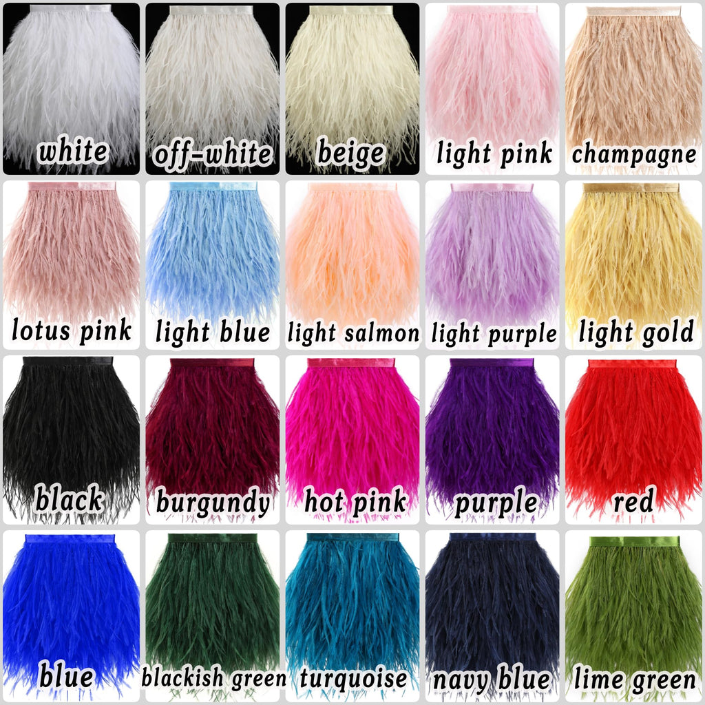 4-5inch White Ostrich Feather Trim for Sewing Clothing,2Yards
