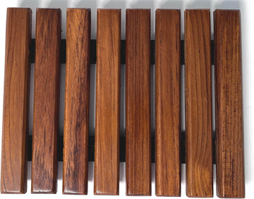 Handmade Adorable Rectangle Teak Wood Trivet for Hot Dishes, Pot Pan or Tea Pot Holder, for Any Kitchen - Set of 2