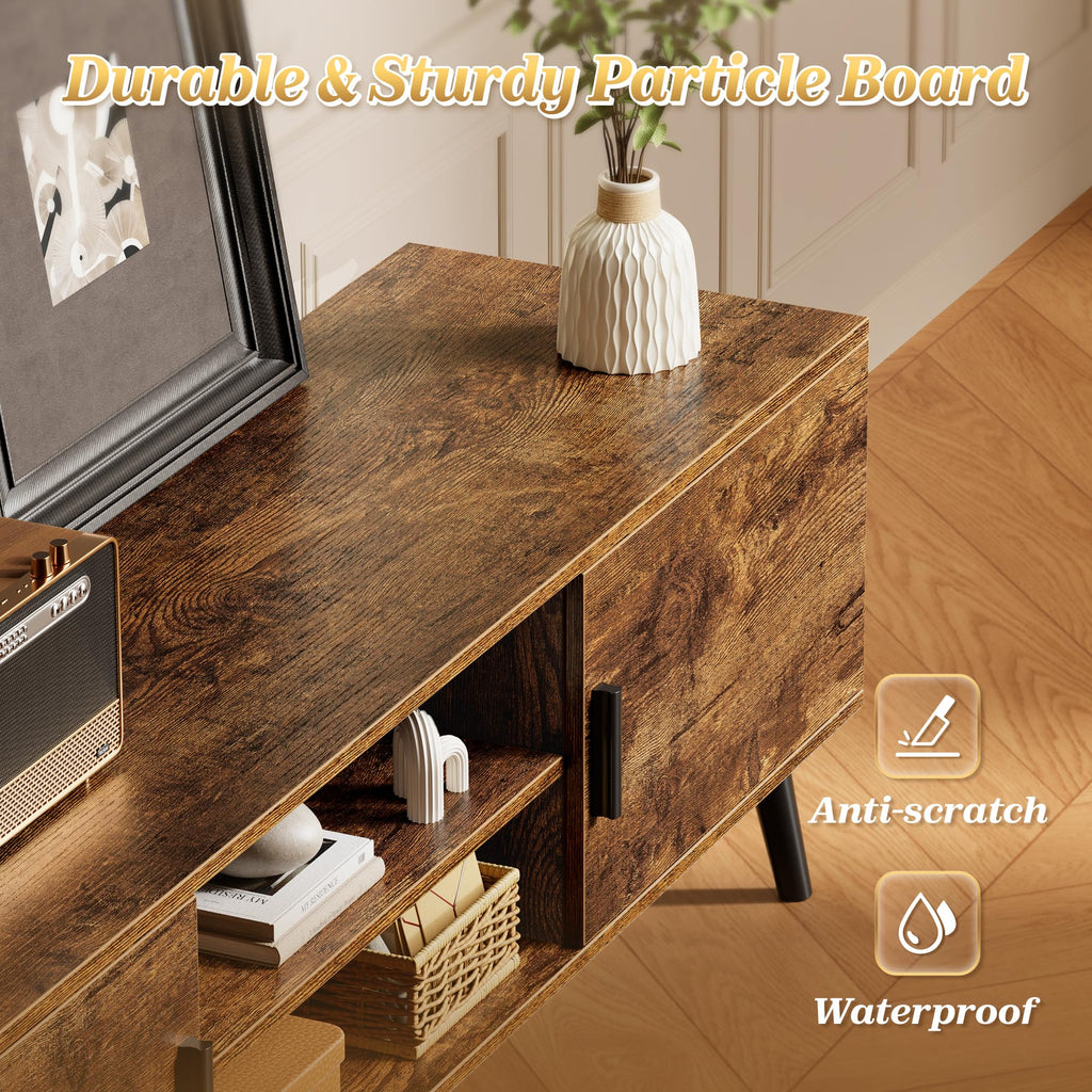TV Stand for 55, 65 Inch TV, 63 Inch Entertainment Center with Adjustable Shelf, 2 Cabinets, TV Console Table, Media