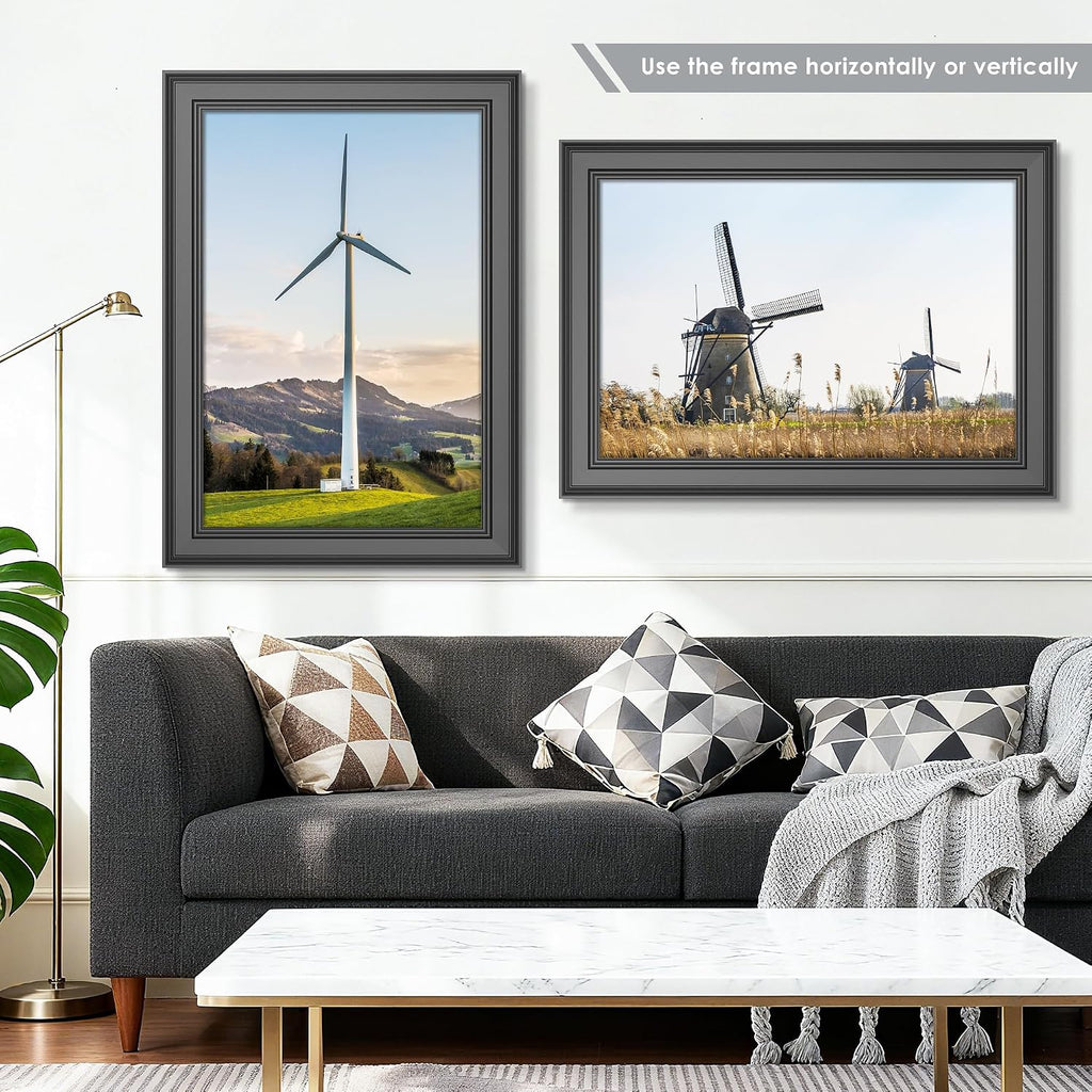 24x36 Poster Frame - 2-Inch Black Wide Border for Wall Hanging | Engineered Wood Frame with Plexiglass. For Posters