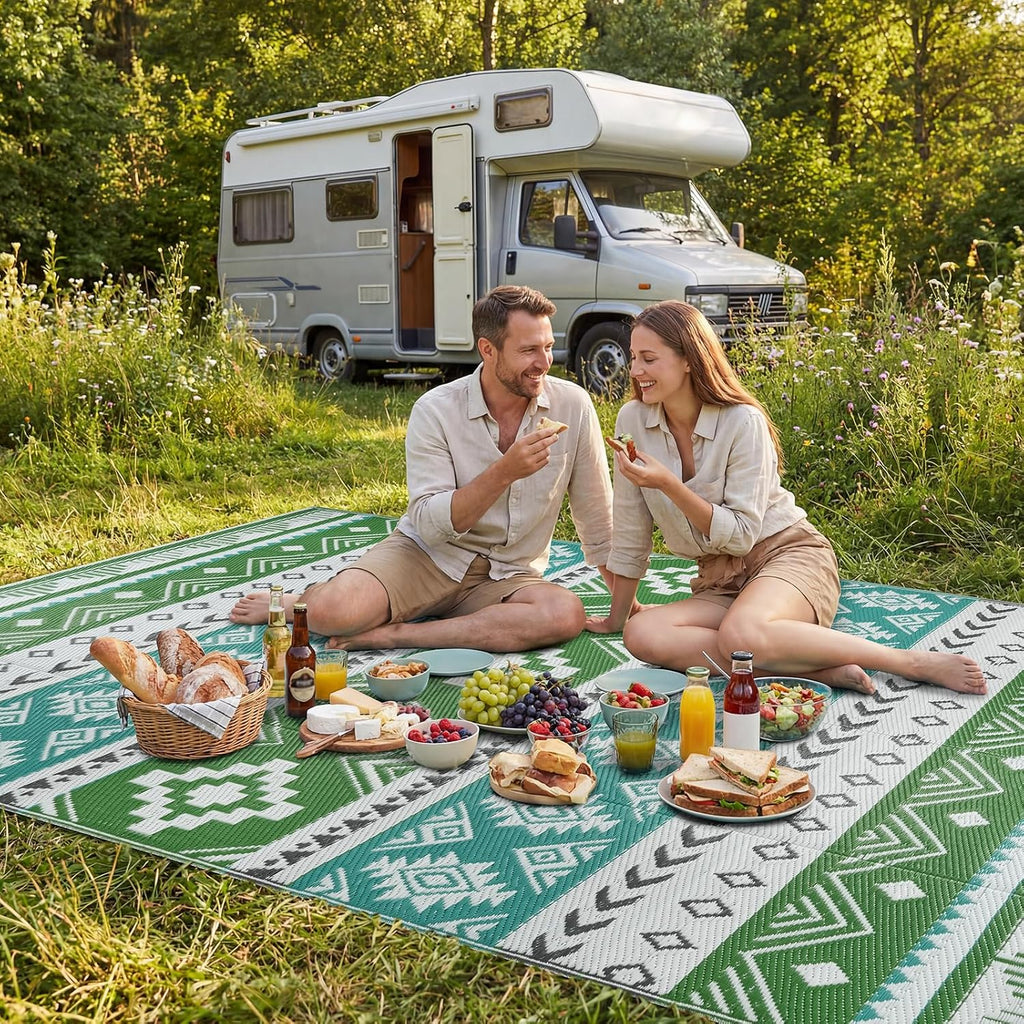 Outdoor Rug Waterproof Reversible Plastic Straw Patio Camping Rug, Portable Indoor Outdoor RV Mat Carpet for
