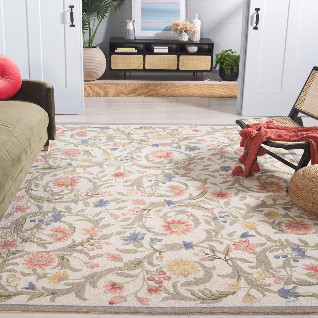 Chelsea Area Rug - 10' x 14', Ivory, Hand-Hooked French Country Wool