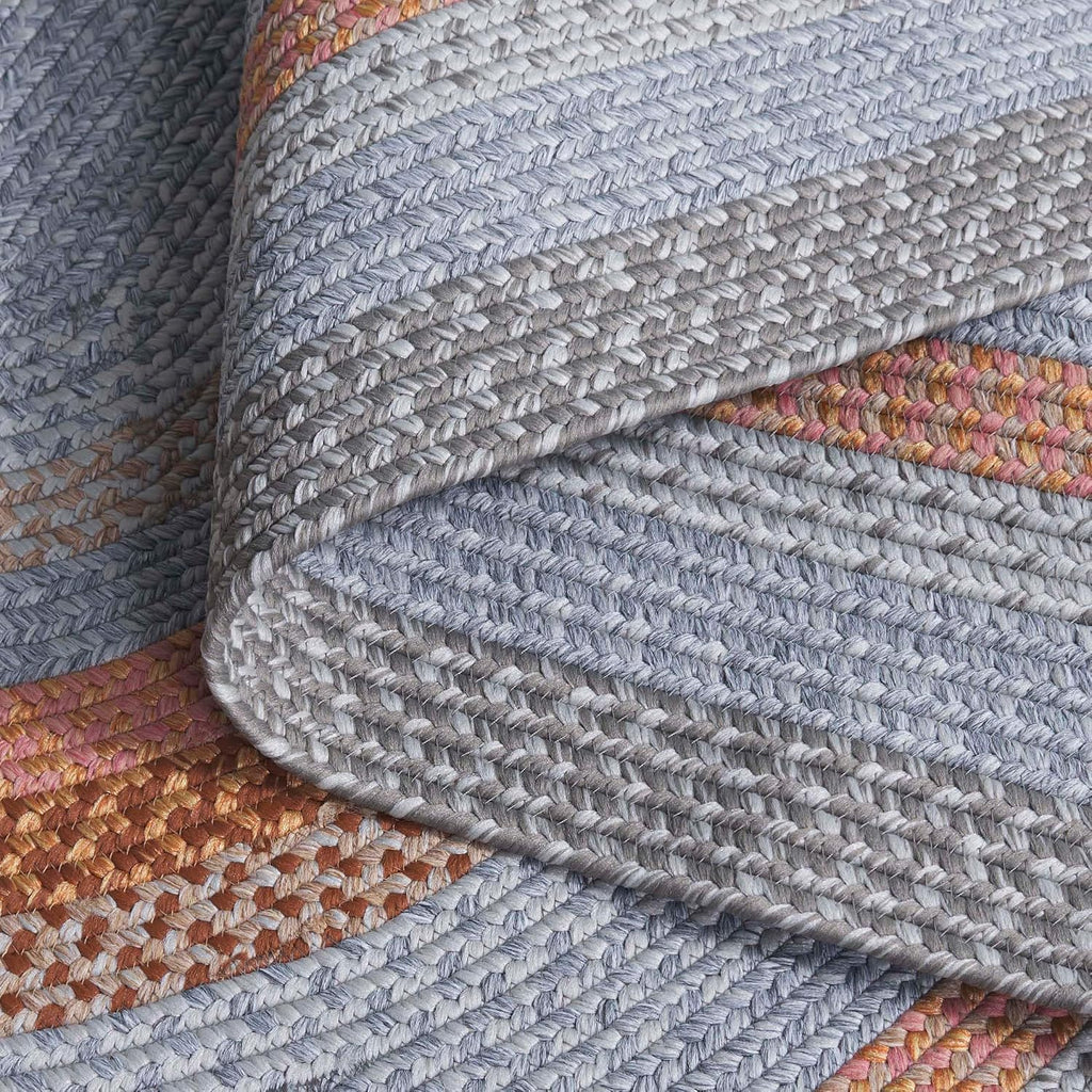 Braided Indoor/Outdoor Washable Oval Rug, Grey & Rust BRD314G