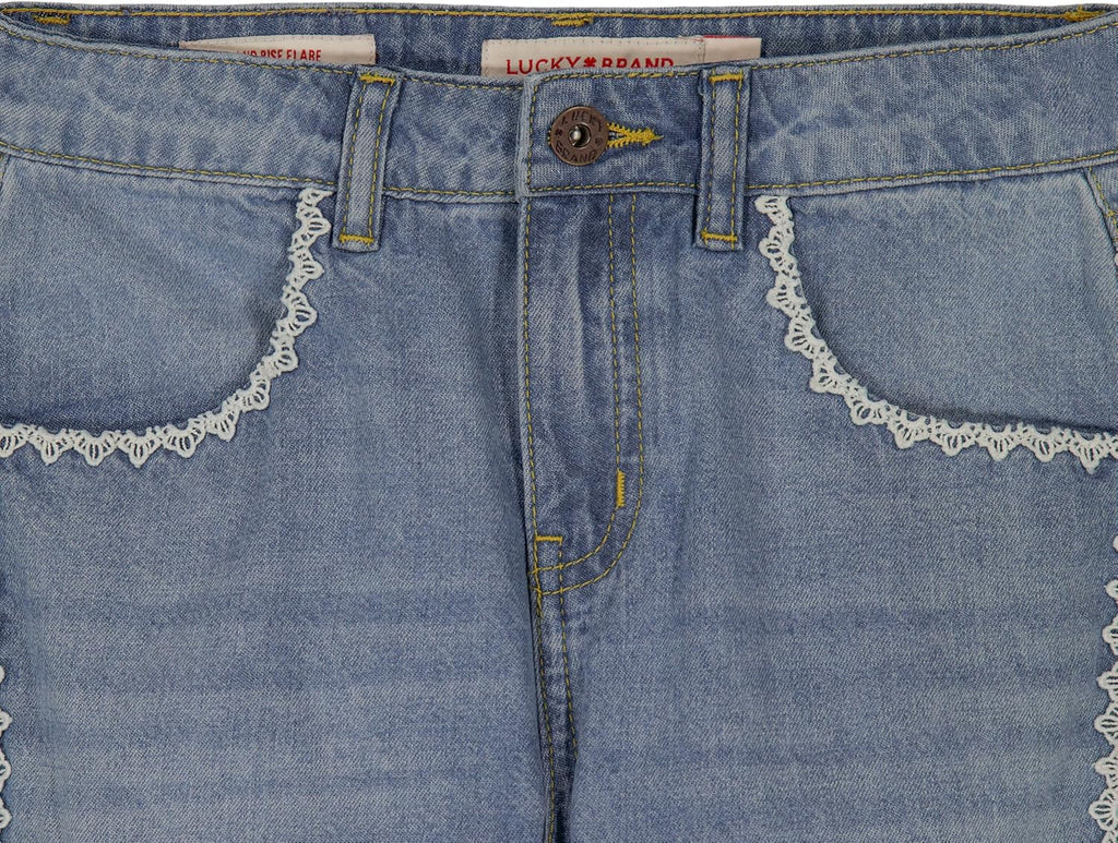 Girls' Mid Rise Flare Stretch Denim Jean, Zipper Fly & Button Closure