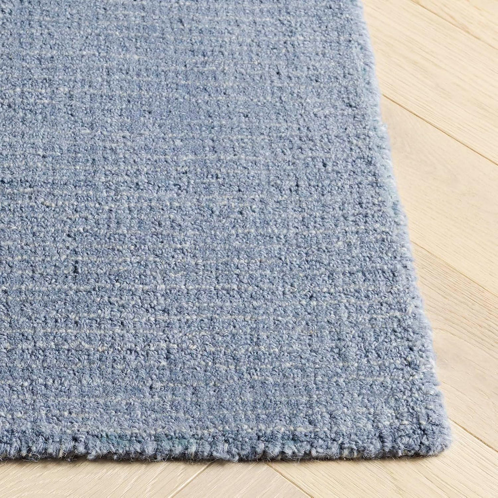 Abstract Area Rug - 9' x 12', Grey & Denim, Handmade Wool