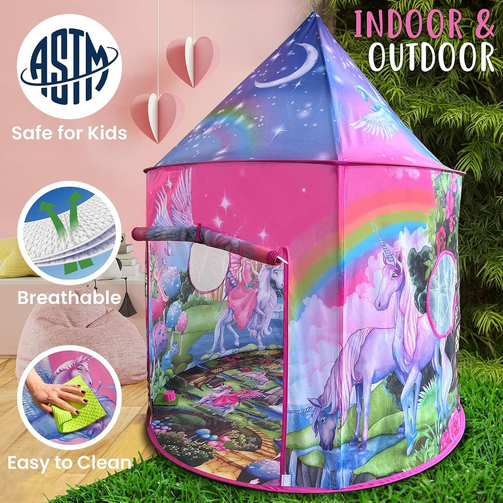 Unicorn Sparkle Play Tent with Magical Sounds for Indoor/Outdoor Play