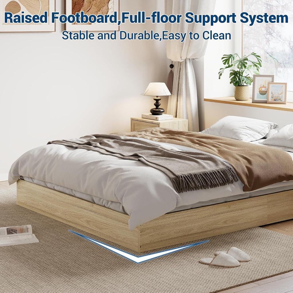 Bed Frame Solid Wood Platform, Low Profile Floor-Standing Japanese Style Bed, No Box Spring Needed, Easy Assembly 10