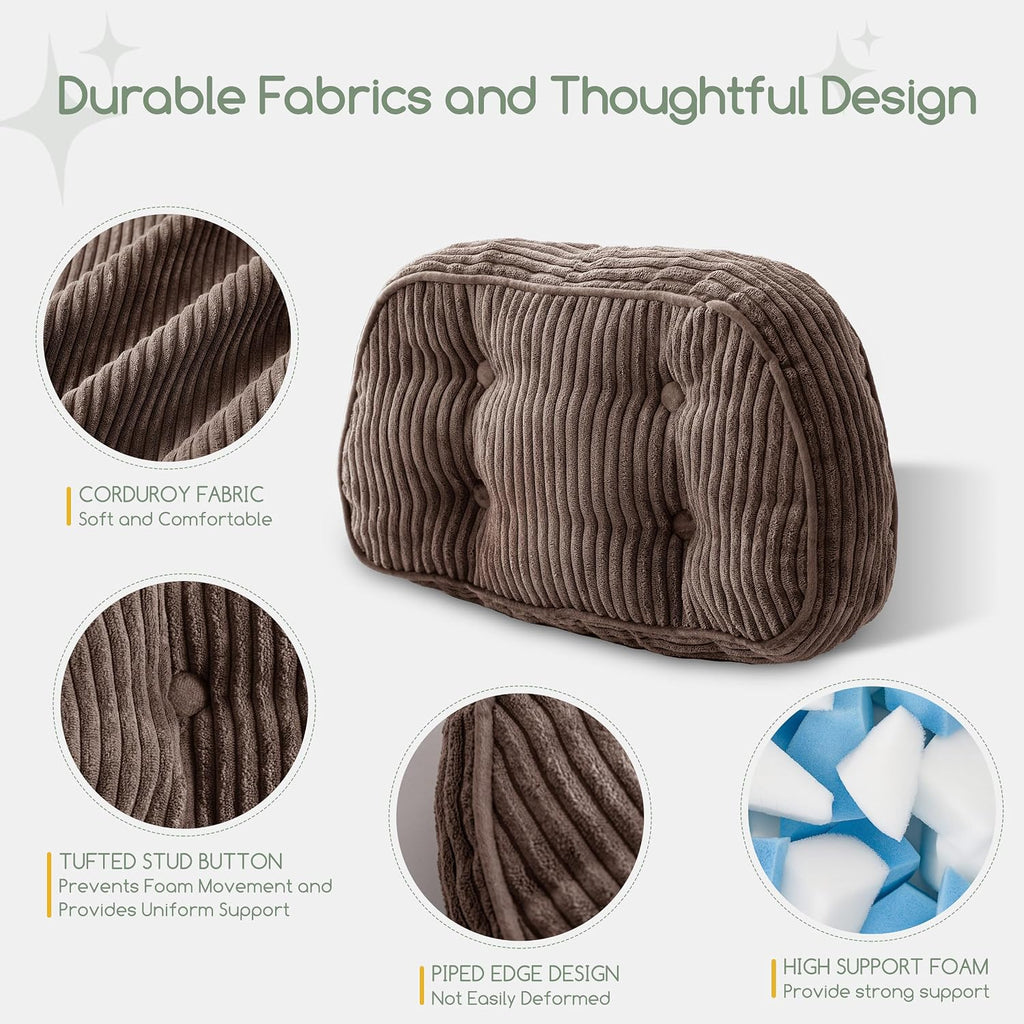 Lumbar Support Pillow for Recliner Chair/Accent Chair/Couch/Office Chair, Tufted Corduroy Back Support Cushion for