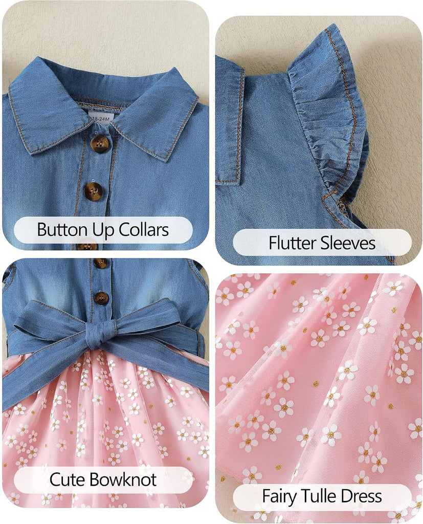 Toddler Girl Clothes Denim Dresses Baby Summer Sundress Outfit