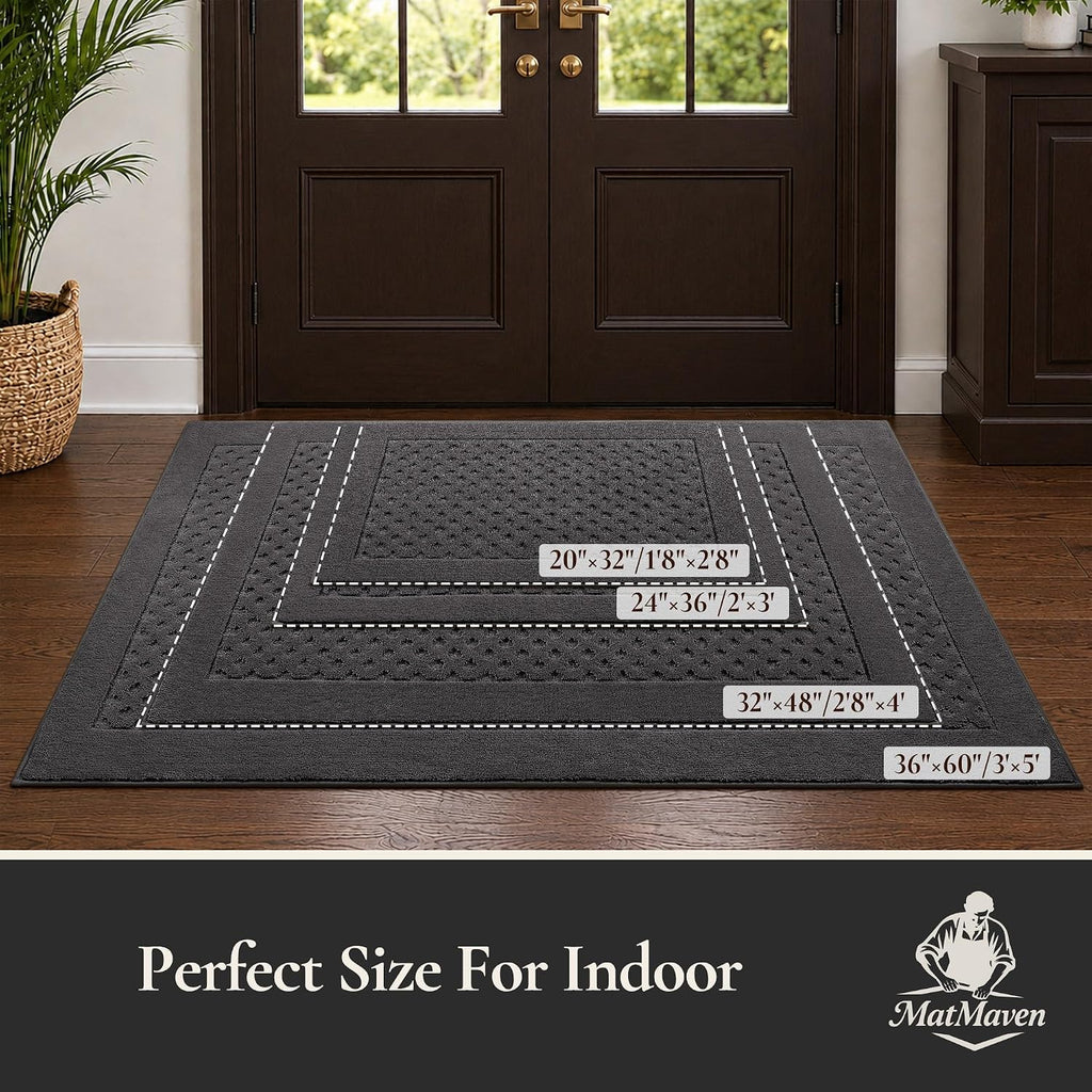 Dirt Trapper Door Mat 24"x 36", Non-Slip Entryway Rugs, Dark Grey | Washable Doormat, Stain Resistant and Absorbent