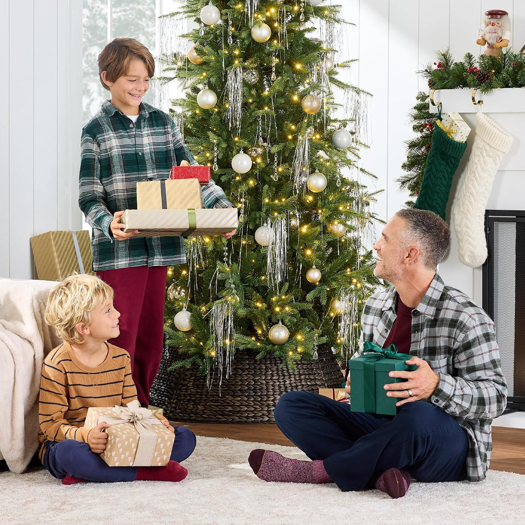 Full Aspen Christmas Tree, Pre-lit Realistic Noble Fir w/ 1,800 Glowing Micro LED Lights, in-1 White &