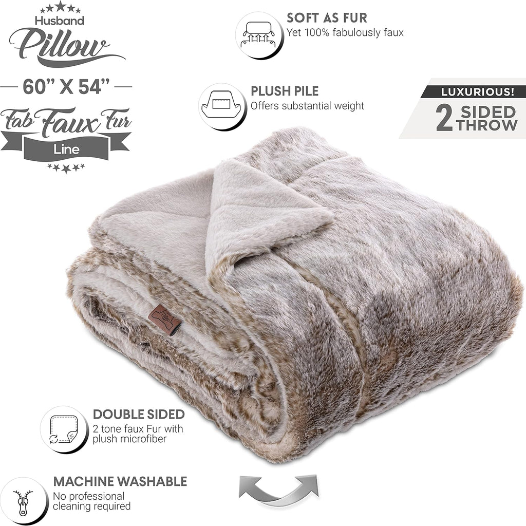 Throw Blanket, Exquisite Faux Fur -Double Sided Weighted Blanket 5.7 lbs for Couch, Chaise, Sofas & Chairs. Thick