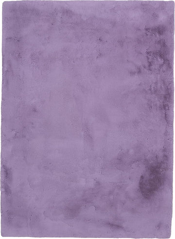 Haven Lux Soft Faux Rabbit Lavender Solid Colored Area Rug