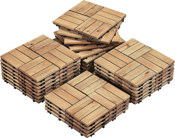 Patio Tiles Wooden Interlocking Deck Tiles 27PCS Garden Floor 12"x12"Indoor Outdoor Composite Decking for Porch