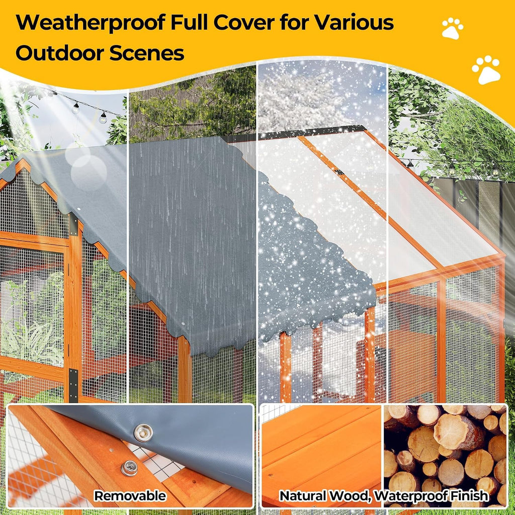 Extra Large Catio Outdoor Cat Enclosure for Multiple Cats, Orange