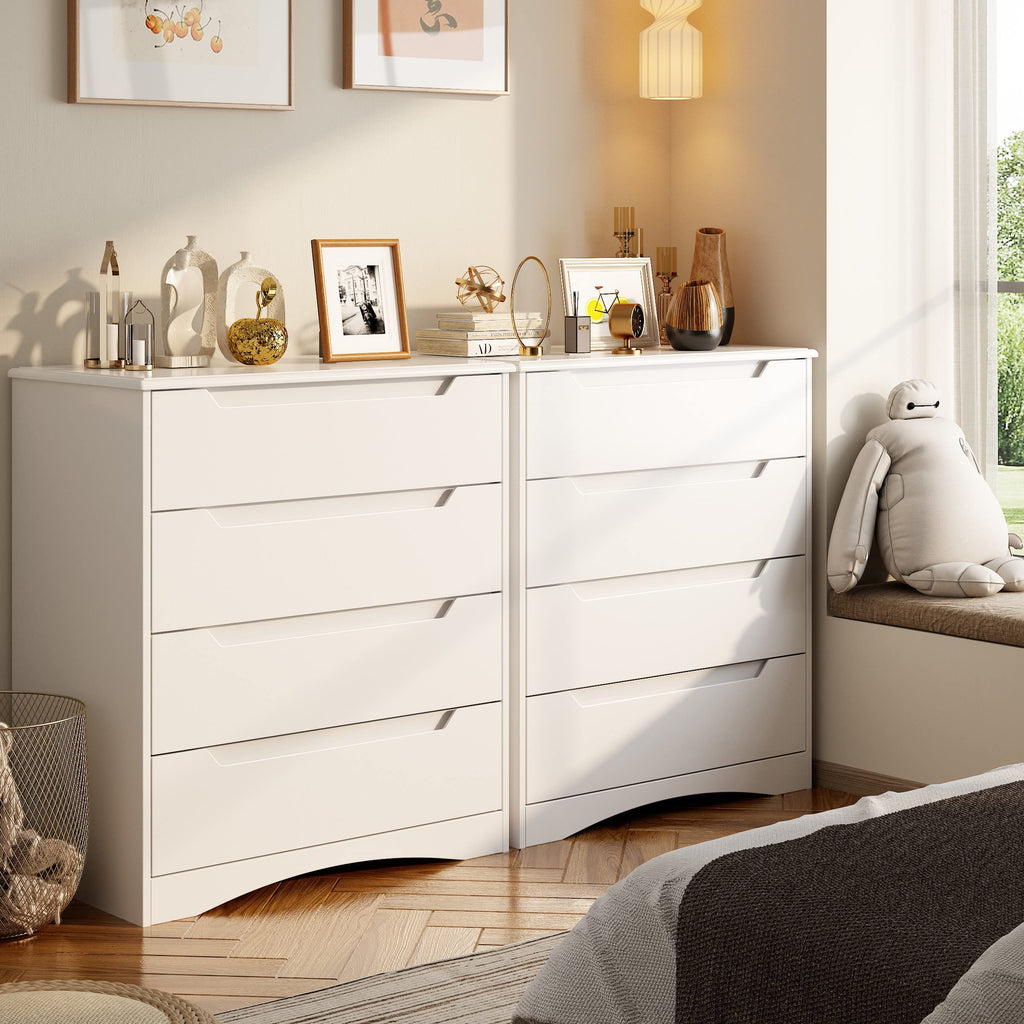 4 Drawer, Sturdy White Chest of Drawers, White