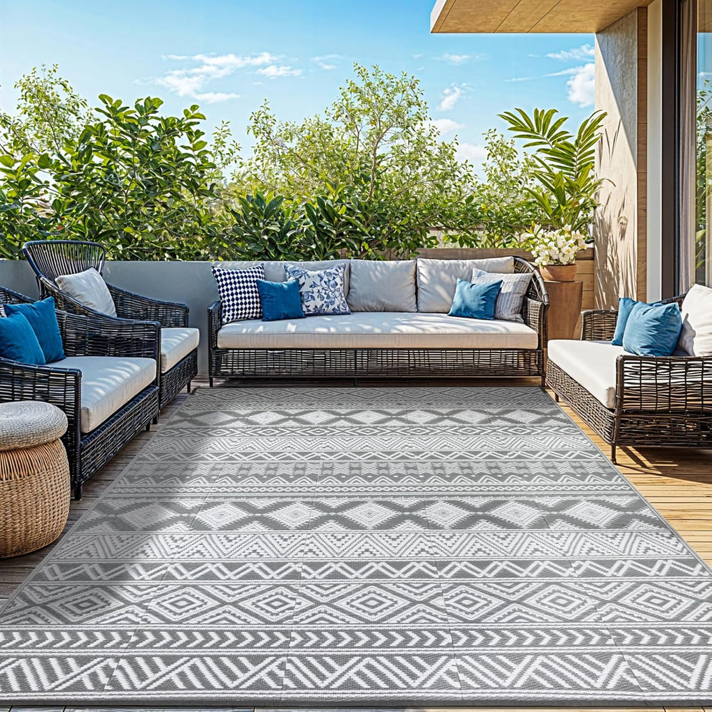 Waterproof Outdoor Rug, Reversible Plastic Straw Patio Camping Rugs, Outdoor Indoor RV Mat Carpet, Outside