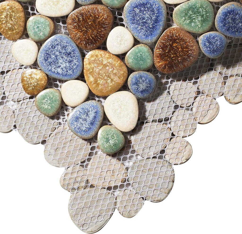 Matte Pebble for Shower Floor Mosaic Tile Wall Backsplash Floor Non Slip [5 Sheets]