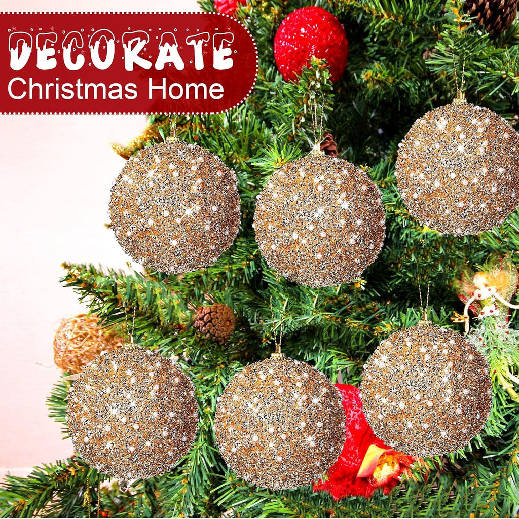 6 Pcs Christmas Ball Ornaments 4 Inch Xmas Tree Decor,Champagne