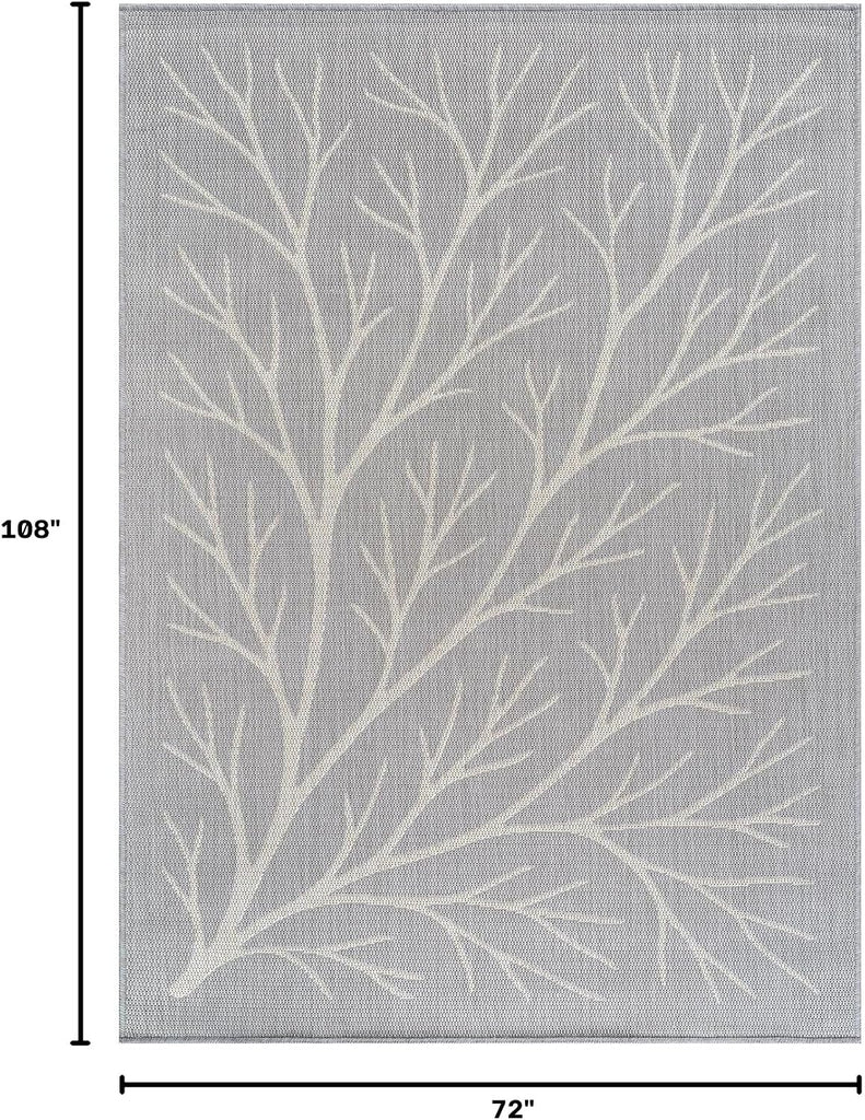 Washable Indoor Outdoor Rug 6x9 Modern Area Rugs Branch Pattern Non Shedding Waterproof Easy Clean Patio Deck Porch