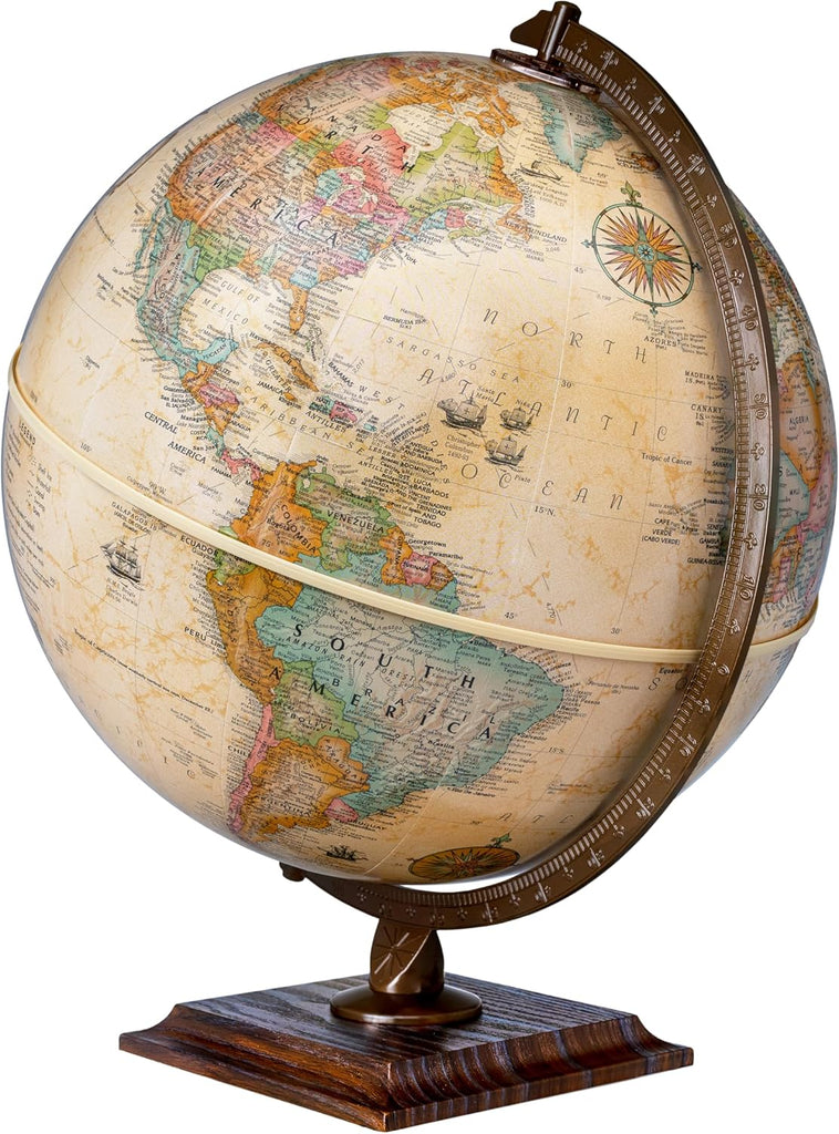 Easy to Assemble World Classic Globe, 12" Desktop World Globe or Office Desk Decor, Raised Relief, Up-to-date