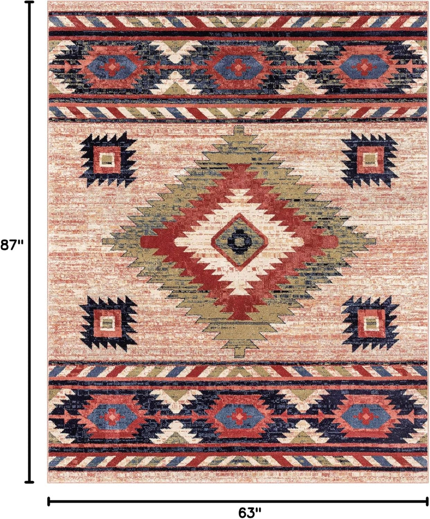 Tulsa Lea Cream Traditional Southwestern Tribal Area Rug